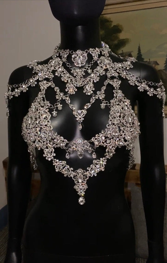 Crystal Body Chain~Shoulder necklace~Bridal body chain~Body necklace ~Rhinestone crystals body~Bridal jewelry