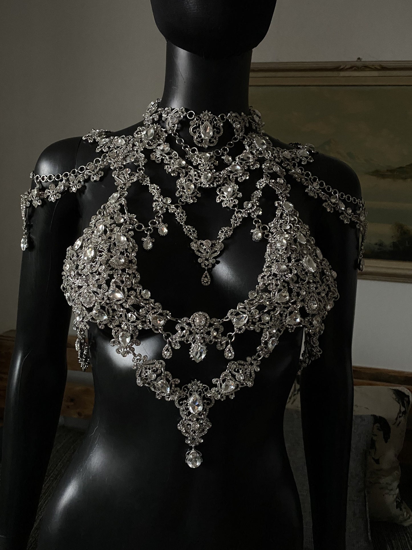 Crystal Body Chain~Shoulder necklace~Bridal body chain~Body necklace ~Rhinestone crystals body~Bridal jewelry