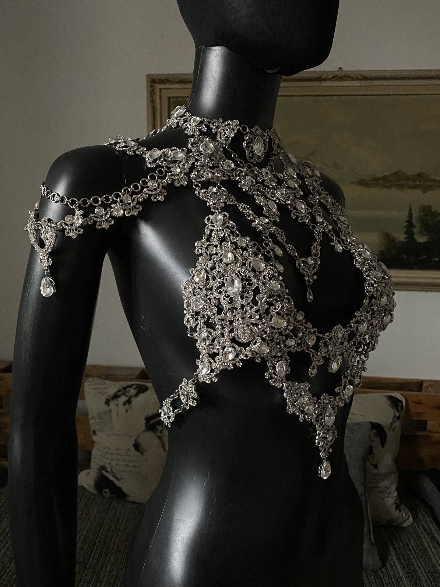 Crystal Body Chain~Shoulder necklace~Bridal body chain~Body necklace ~Rhinestone crystals body~Bridal jewelry